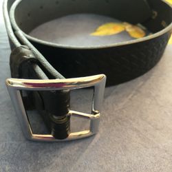 Black Leather Basketweave Pattern Belt Size 30