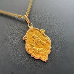 Jewelry 18k hollow yellow gold guardians angel Pendant charm