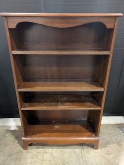 Traditional Dark Brown Wood Bookcase with Four Shelves