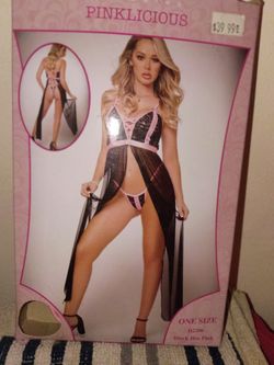 Pinklicious Black Hot Pink Lingerie Set One Size