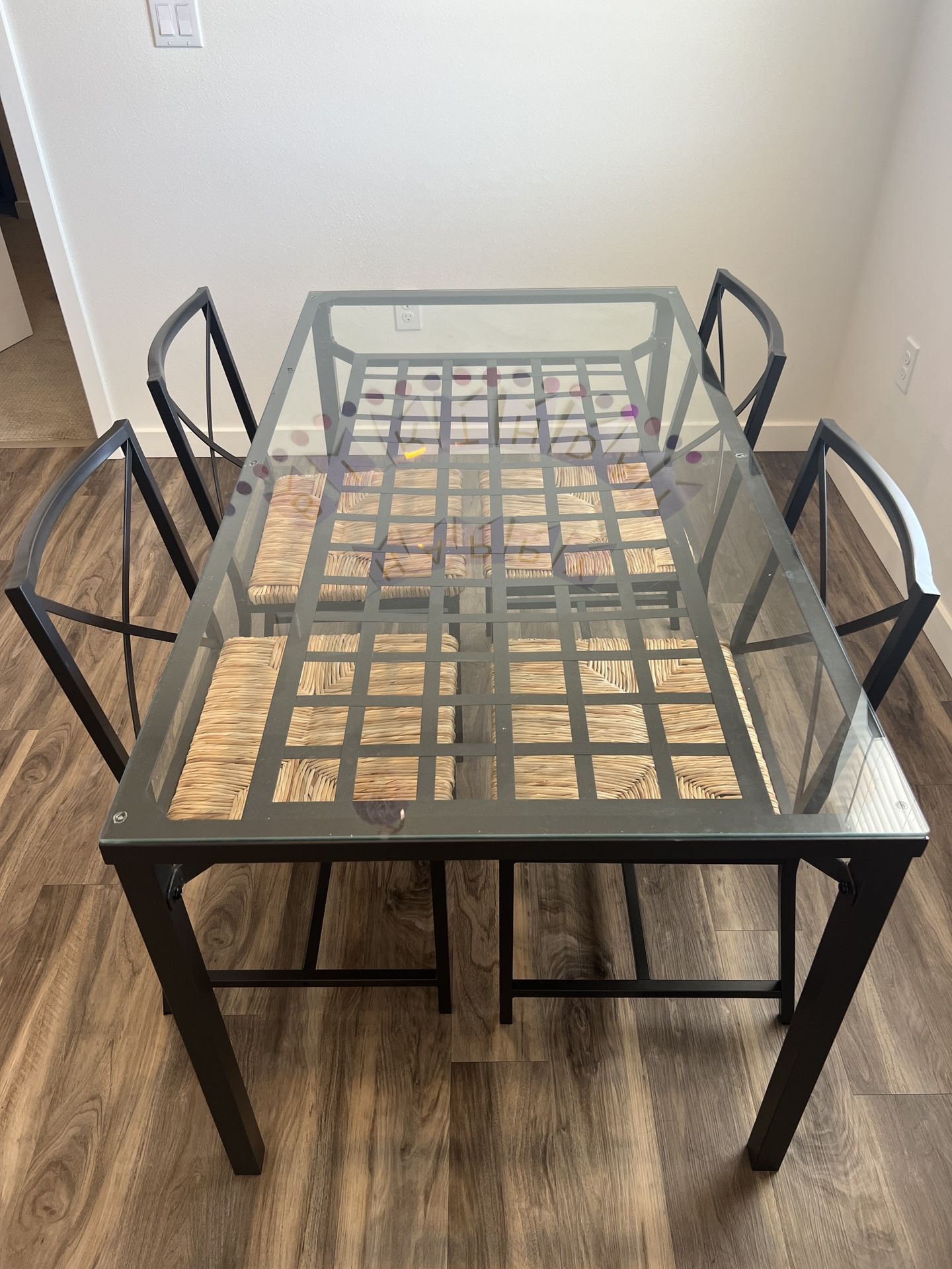 Glass table With 4 Chairs