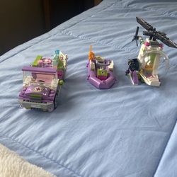 Lego Friends assembled vehicles car and boat and helicopter 