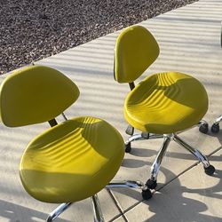 2 Retro Yellow Office Chairs 