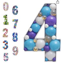 Four 4 Birthday Decorations  Ballon Frame Backdrop Cutout