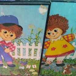 Vintage Set Of Raggedy Ann & Andy Framed Photos