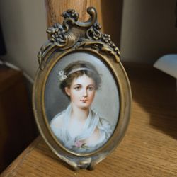 Porcelain Portrait Louise Of Mecklenburg-Strelitz Wood Frame