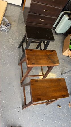 Set of 3 Wooden Stools