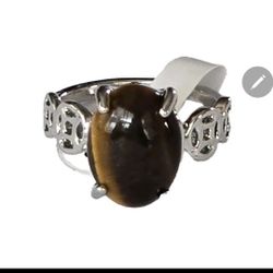 SMOKEY TOPAZ TITANIUM FOREVER WEAR SILVER NEW SIZE 8 ELEVATE YOUR STYLE RING