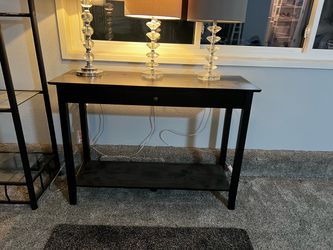 Black Wood Console Table with Drawer