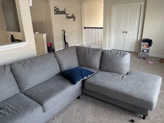 Gray Fabric Sectional Sofa with Chaise