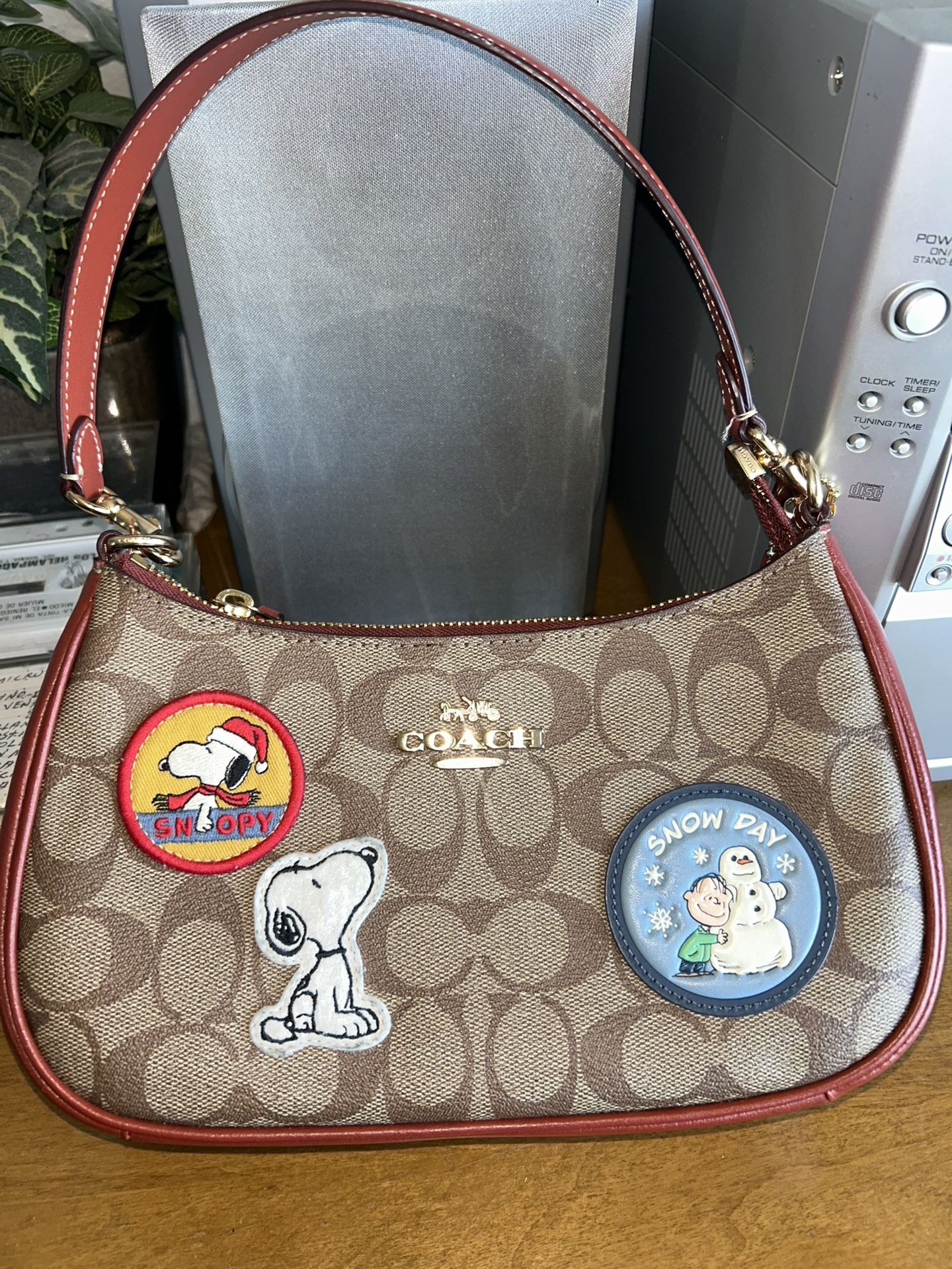 Coach X Peanuts Teri Shoulder Bag In Signature Canvas With Patches