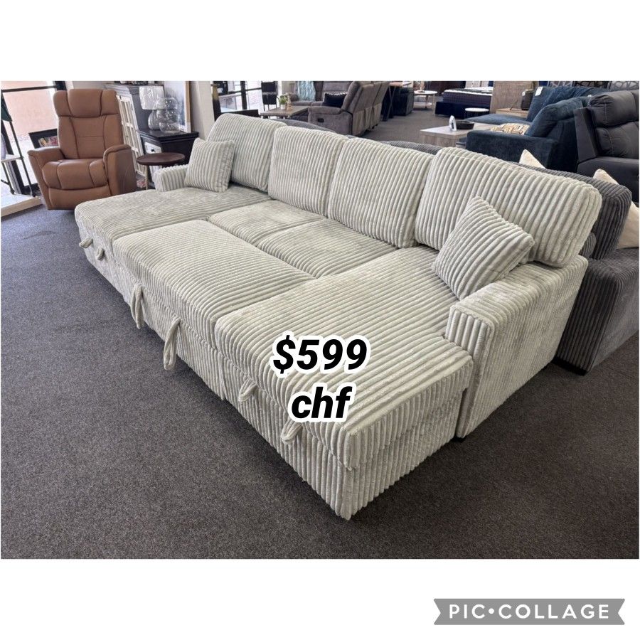 Ash corduroy double chaise with storage sectional pullout sleeper bed
// Black Friday Sale