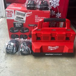 Milwaukee ( 6- Bay Rapid Charger And Redlithium 4Pk Battery Kit