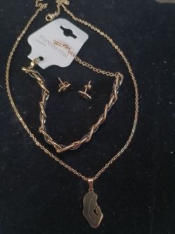 Stainless steel bracelet, earrings and necklaces