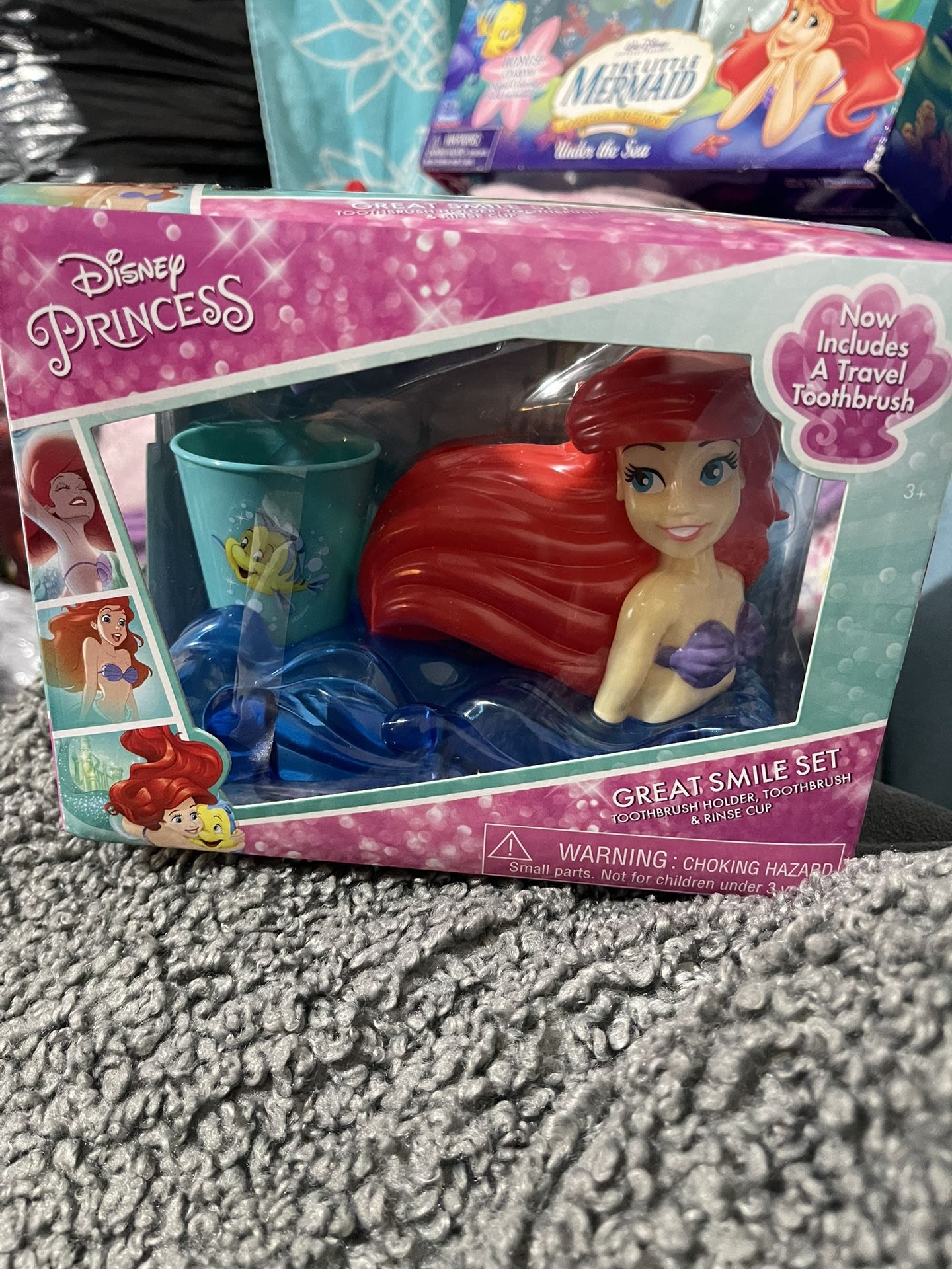 NEW RETRO LITTLE MERMAID ARIEL BATHROOM SET TOOTHBRUSH HOLDER & CUP
