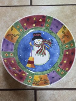 Christmas Snowman Ceramic Large Serving Dish
