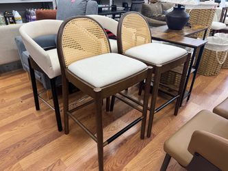 Cane Back Bar Stools Set of 2