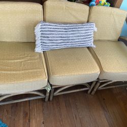 Antique Rattan Couch And Chair. 