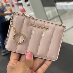 Michael Kors Jet Set Travel S TZ Coin Pouch with ID Key Holder Wallet pink