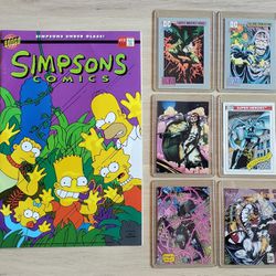 Simpsons Comic Book/Marvel, DC Comic Trading Cards Bundle
