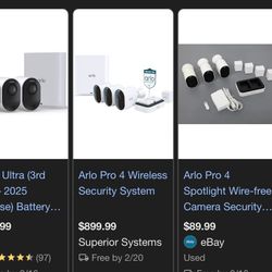 Arlo Pro 4 Wi-Fi Home Camera System Night Vision And Audio Recording 