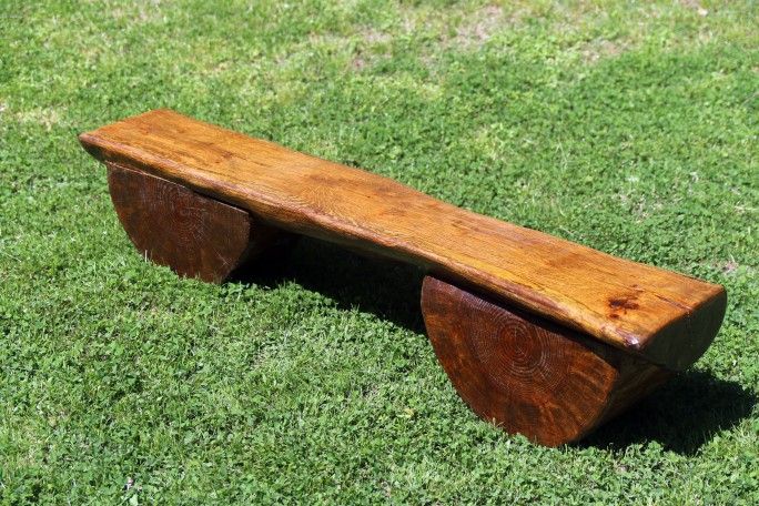 Handmade Custom Real Oak Wood Log Bench - 4ft Long - Rustic and Unique