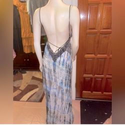 Valerie From Bali With Love Long 100% Silk Sequin Details  Tie Dye Dress Size M 