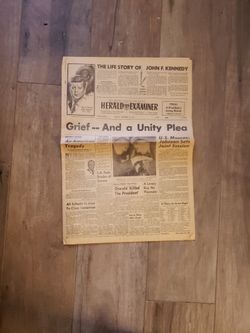 1963 Orginal Herald Examiner News Paper Grief And A Unity Plea