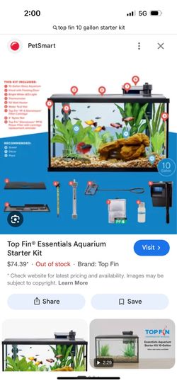 Unopened Top fin 10 gallon aquarium essentials kit with rocks