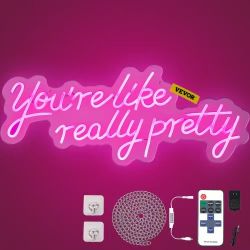 You're Like Really Pretty Neon Sign, 23" x 21" Pink LED Neon Signs for Wall Decor, Large Lights Sign with Remote Control and Power Adapter, Used for P