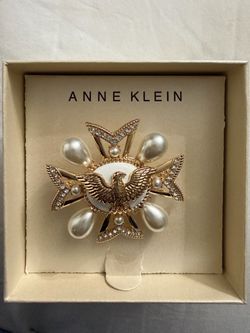 Anne Klein Gold Eagle Brooch with Pearls
