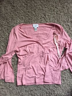 Ann Taylor pink shirt with suede flower