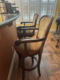 Elegant Wood Upholstered Bar Stools