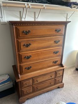 Vintage Style Solid Wood Tall Dresser / Highboy Chest of Drawers