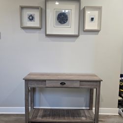 Country Style Graywashed Console Table with One Drawer