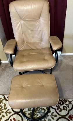 Palliser Leather Swivel Recliner Armchair with Matching Ottoman