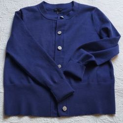 Gorgeous Blue Talbots Holiday Cardigan Sweater 