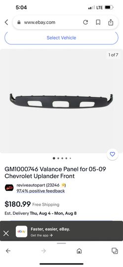 Valance Panel for 05-09 Chevrolet Uplander Front