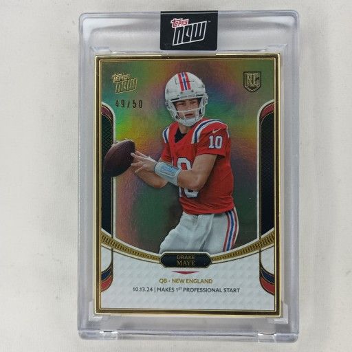 Drake Maye 2024 Topps Now Rookie Campaign Gold Framed Gold Rookie 49/50
