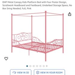 Full Sized  Bed Frame For $50 With Free Canopy