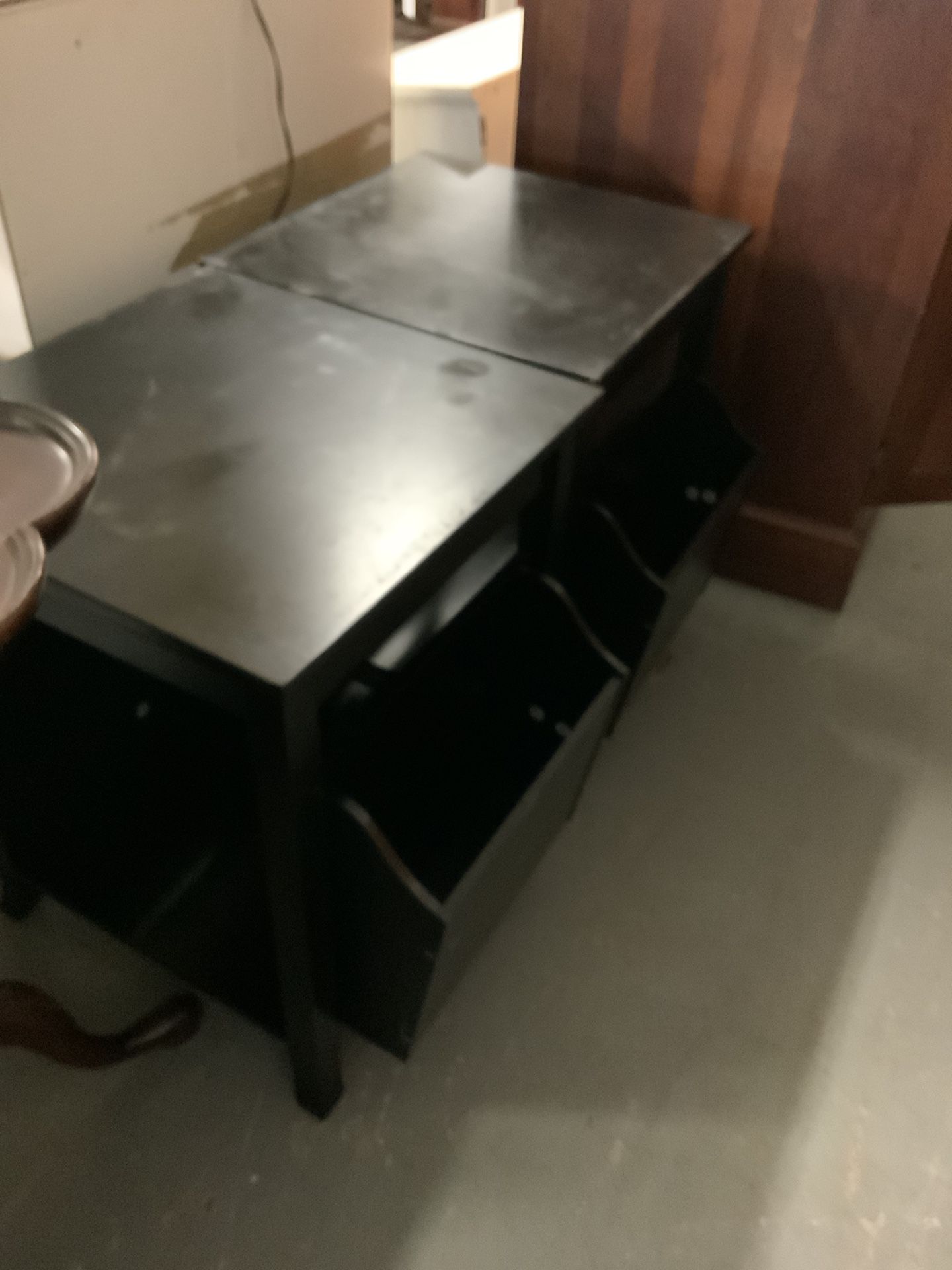 Pair Of Black Wooden End Tables W/magazine Rack