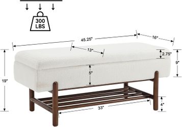 CIMOTA Entryway Storage Bench for Bedroom Sherpa End of Bed Ottoman Bench with Wood Shoe Storage