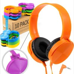 Brand New 10 Pack classroom headphones Mixed Colors - On-Ear Premium Student Bulk Headphones: Perfect for Kids K-12, Schools & Class Sets (Colorful, D