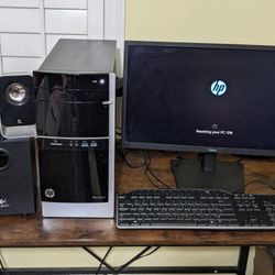 HP 500 Desktop Computer With Monitor And Speakers