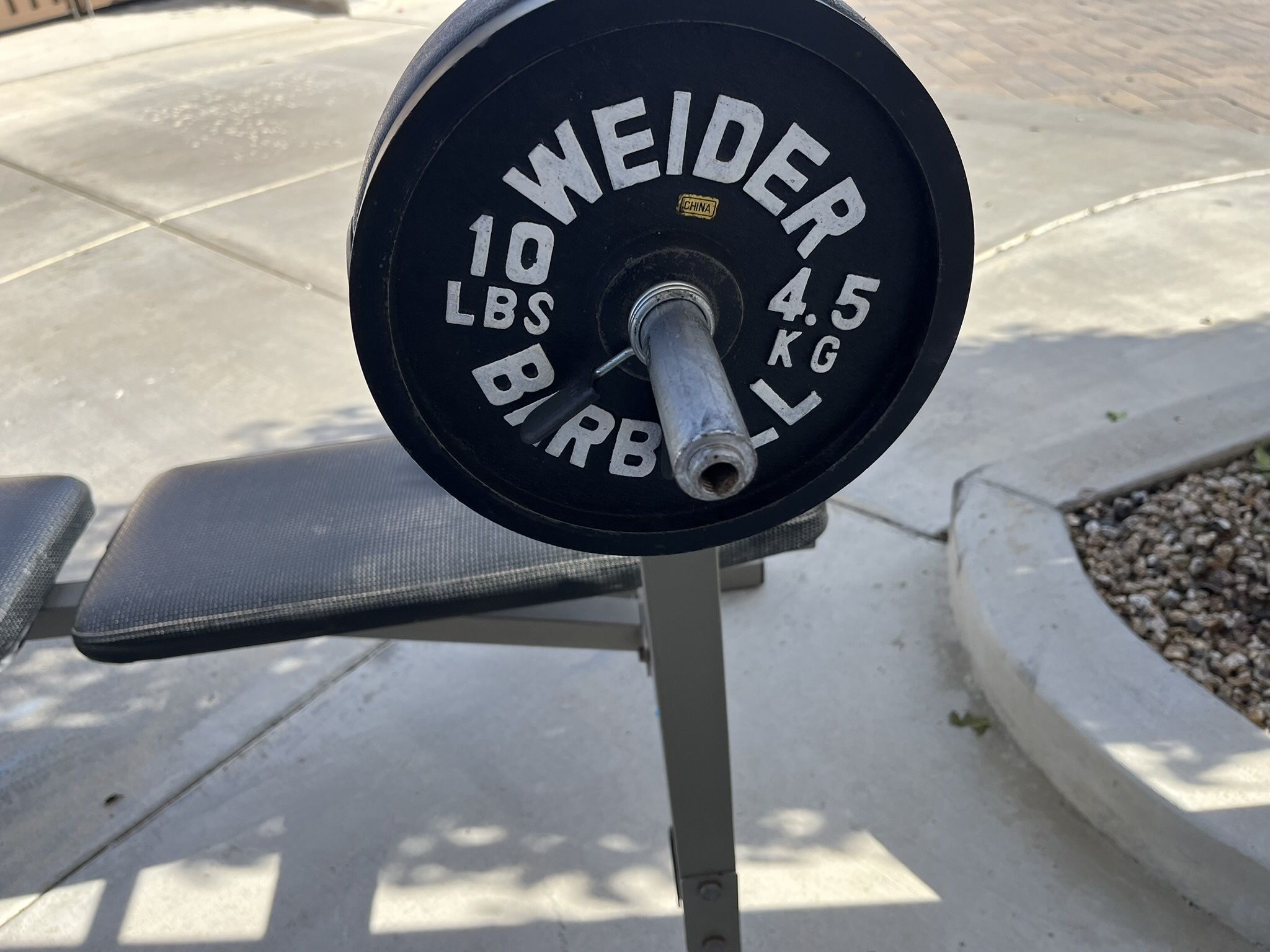 Bench Press And Ezsy Curl Bar With Bar With 60# On It