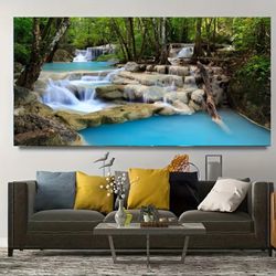 1pc, Canvas Poster, Lakes Wall Pictures Waterfalls Wall Art, For Living Room Bedroom Or Bathroom Wall Art, Tree Wall Art