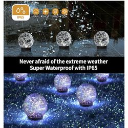 Luces Solares de Globo para Exteriores Impermeables - Bolas Solares para Jardín - Luces Solares de Vidrio Agrietado para Exteriores