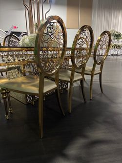 Gold Metal Oval Back Banquet Chairs