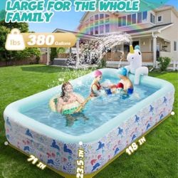 Brand new large inflatable unicorn pool, size: 118" x 71" x 23.5"