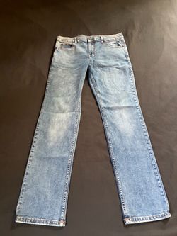 light wash blue straight-leg jeans - faded denim - nwt